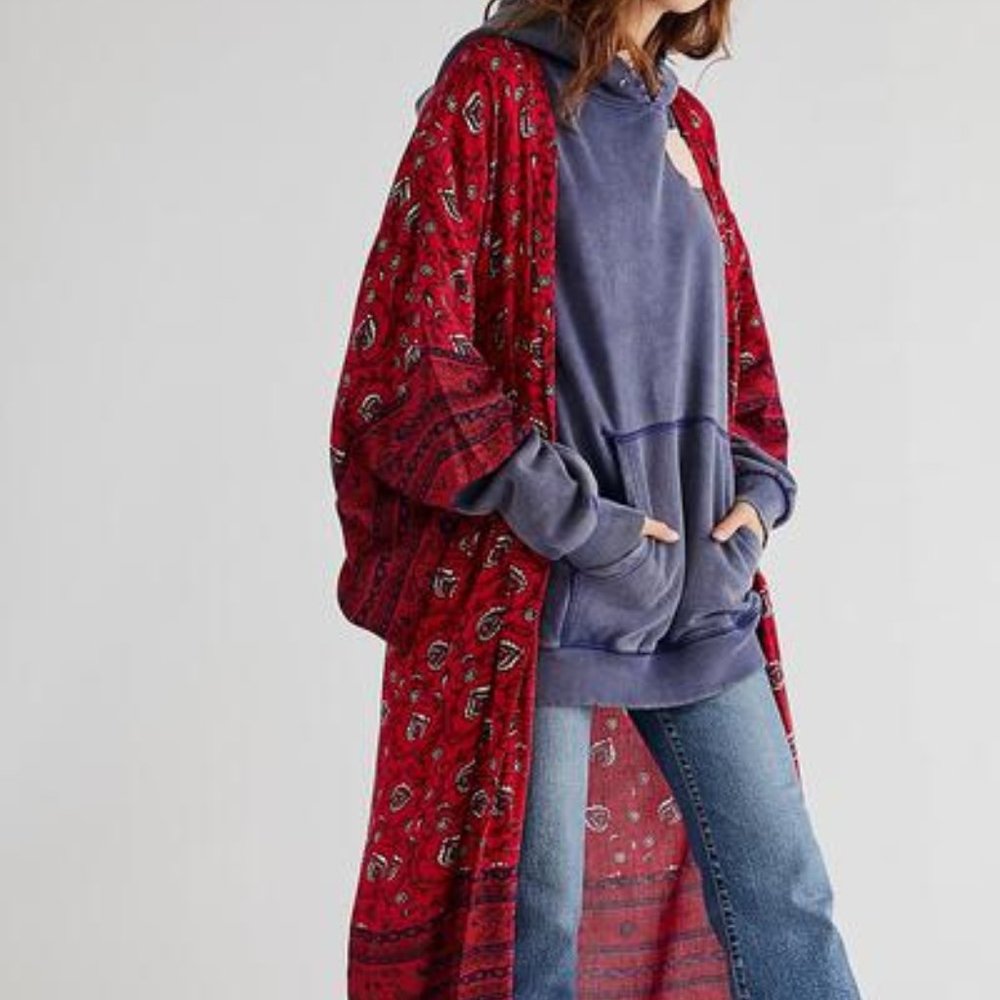 Free People Vineyard Border Print Kimono